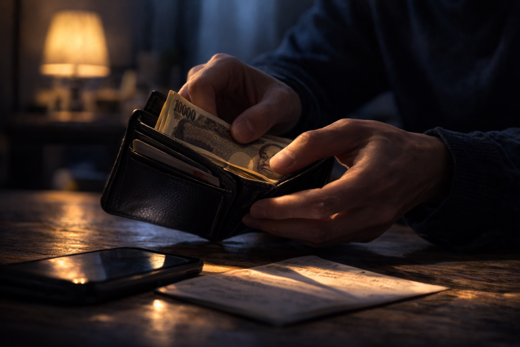 詐欺で財布から6万円を出す瞬間