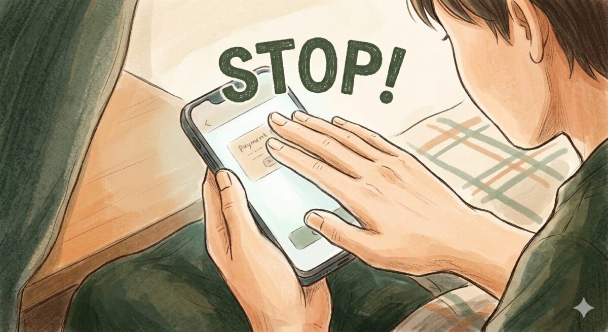 副業詐欺の返金請求でやってはいけない行動を制止する図